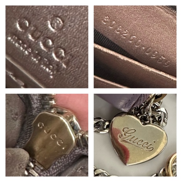 💯 GUCCI Violet Monogram Leather Zippered Wallet on Chain w/ auth cert - Picture 8 of 14